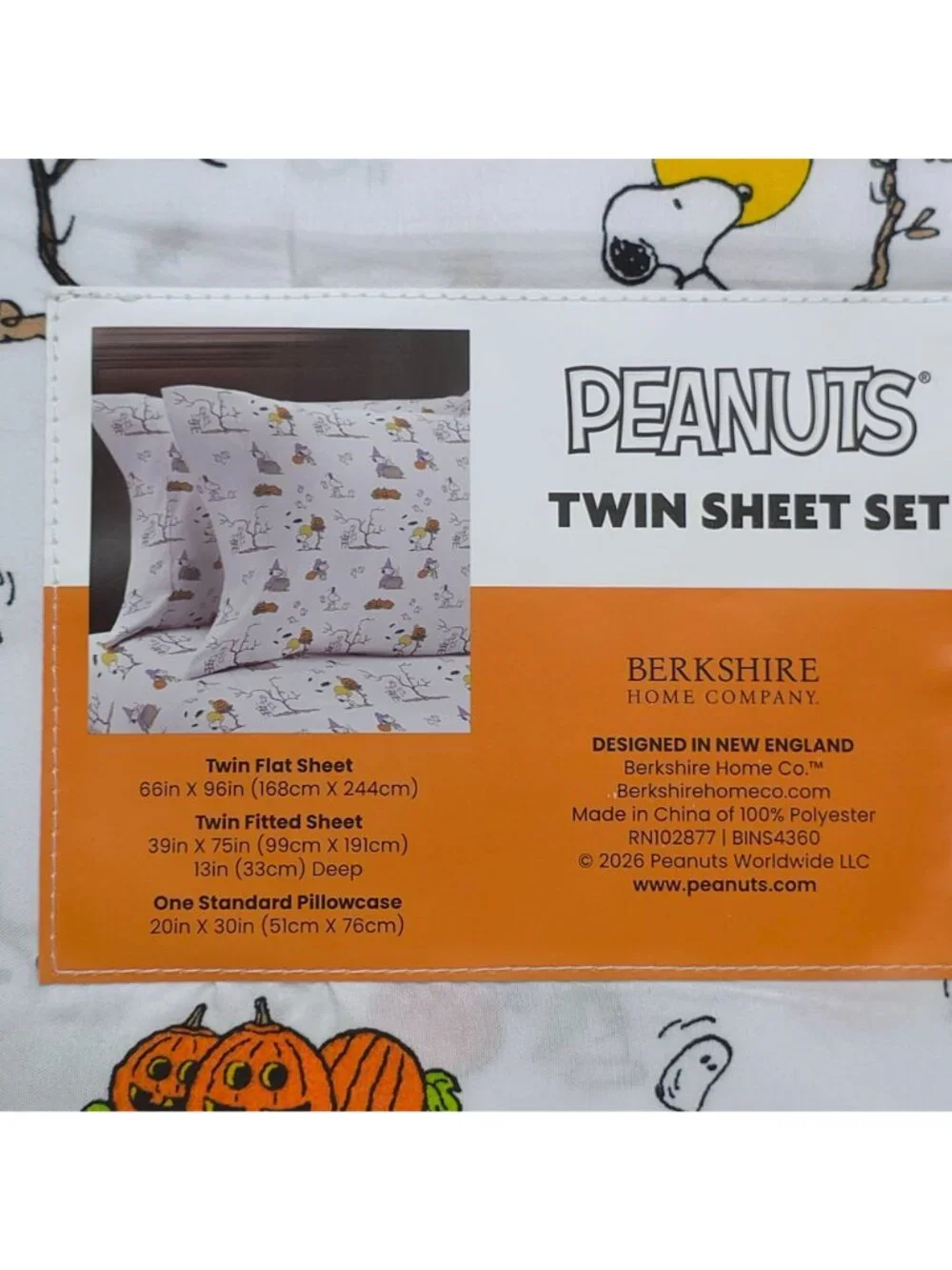 Peanuts Halloween Twin Sheet Set By Berkshire Snoopy Pumpkin Ghosts Spooky
